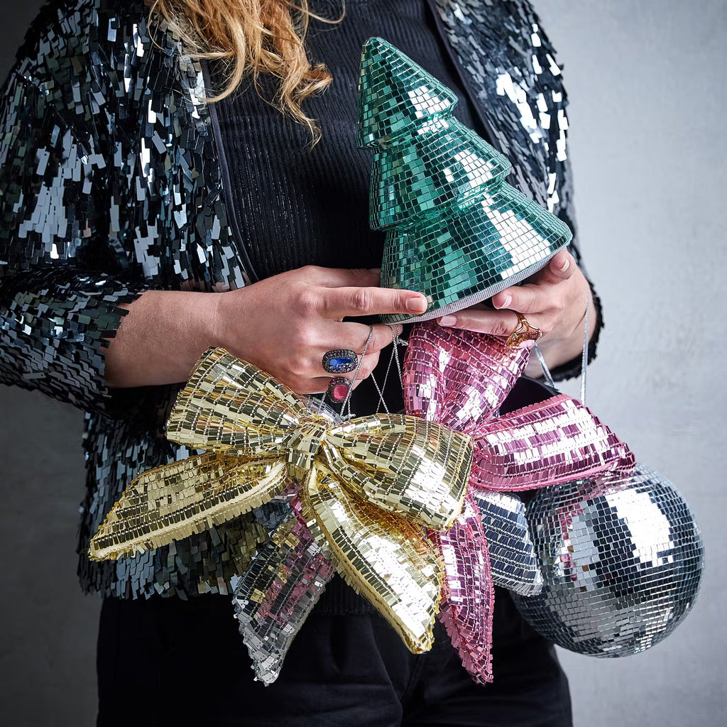 PRESENT Deko Schleife Pailetten