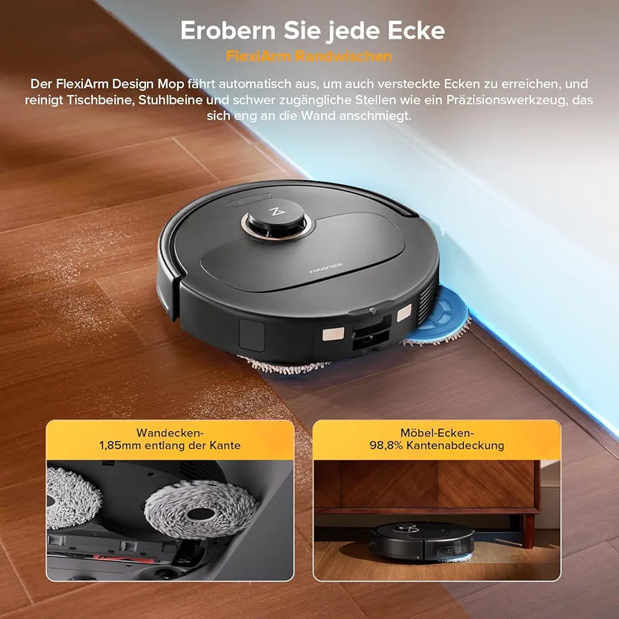 roborock Qrevo S5V Saugroboter mit Wischfunktion&Hebarem Wischmopp, 12.000Pa Saugkraft, Zero-Tangle System, Warmlufttrocknung, Intelligente Hindernisvermeidung, Multifunktions-Dockingstation 